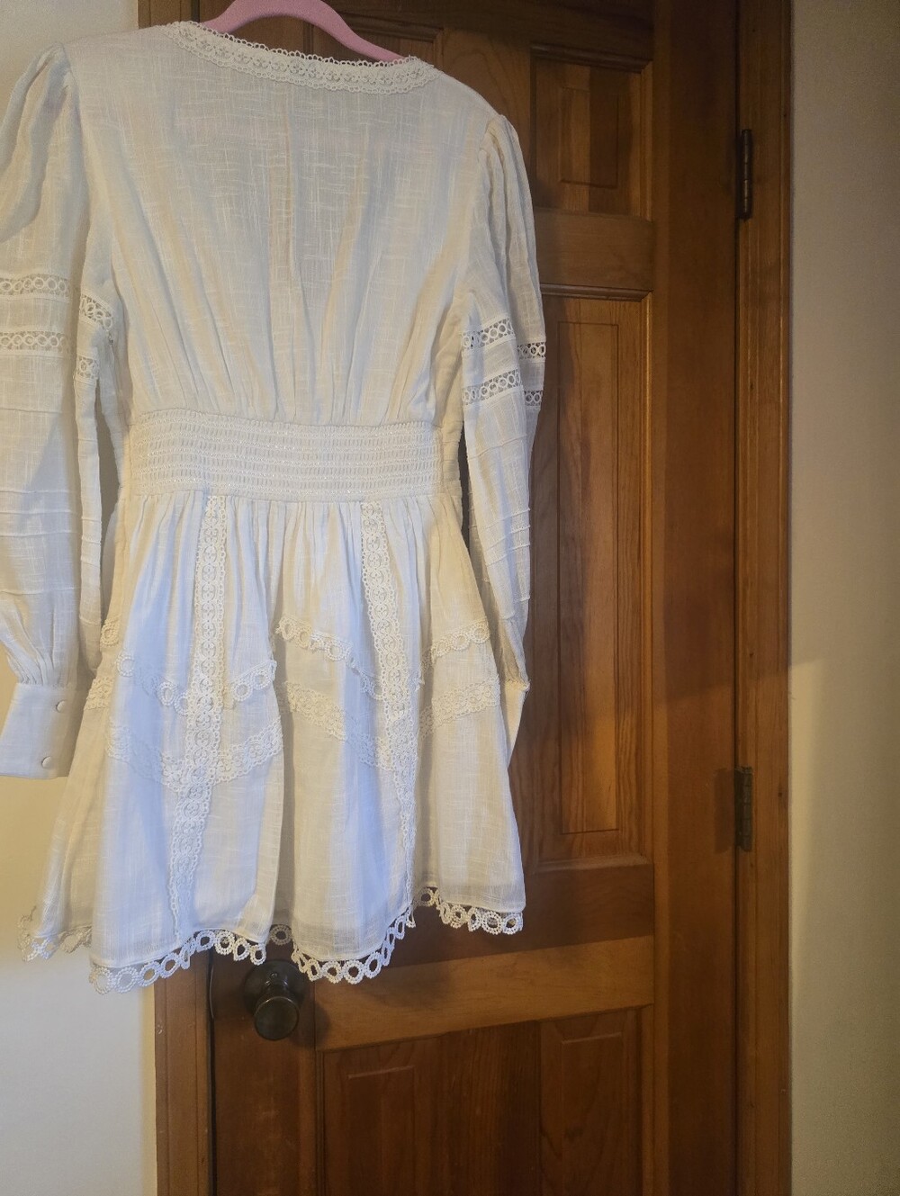 White Lace-Trim Button Front Hemant & Nandita Dress - Picture 8 of 9